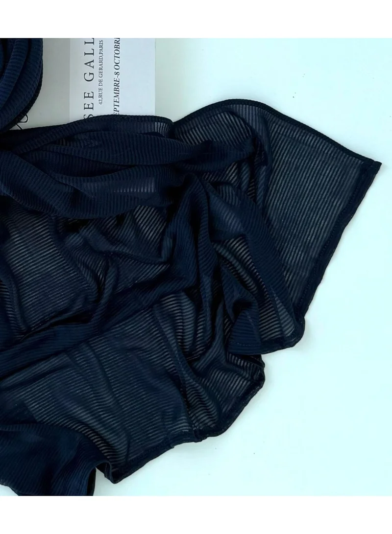 AL BENT AL SHARQIEH navy blue strippeed cotton hijab shawl for Women | Best Price UAE